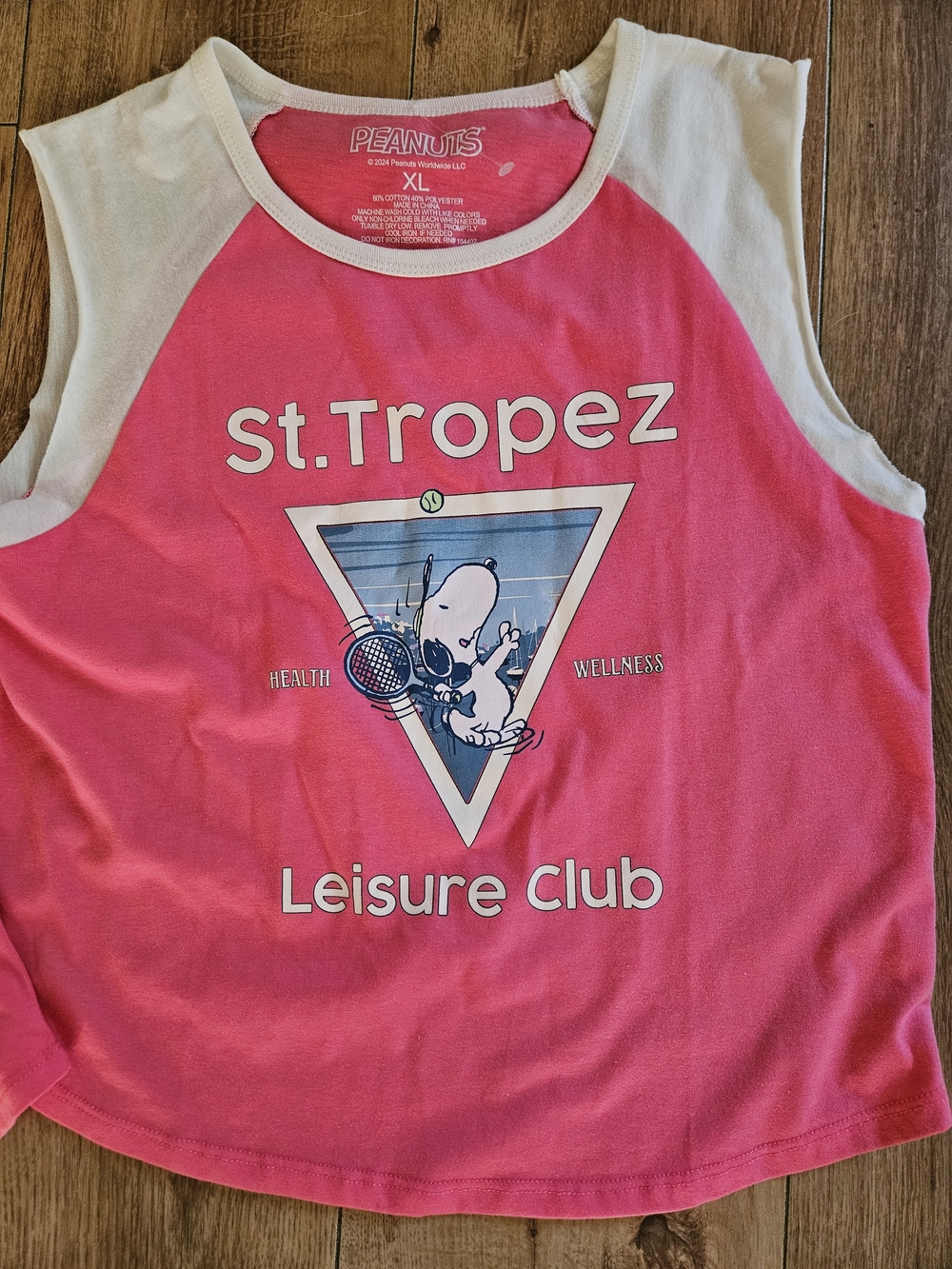 Peanuts Pink and White St. Tropez Leisure Club Tank Top
